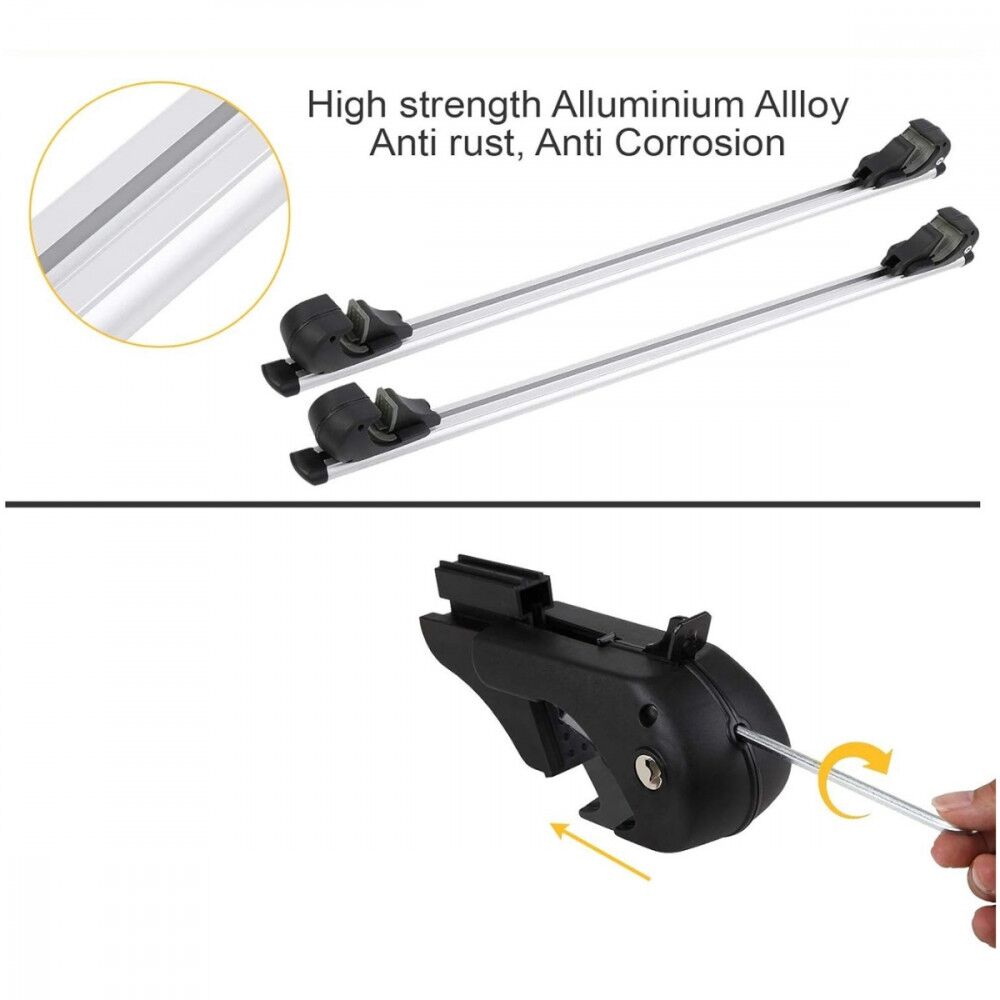 Universal Aluminium Roof Bars - Anti Theft 135cm - Image 7