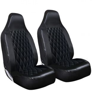 1+1 Diamond Pattern PVC Black Leather Quilting Seat Covers