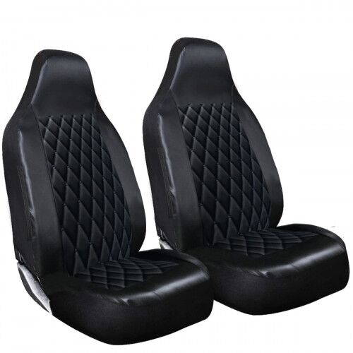 1+1 Diamond Pattern PVC Black Leather Quilting Seat Covers