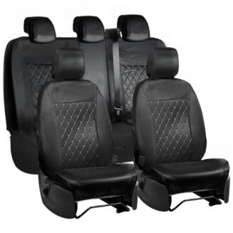 TAILORED HEAVY DUTY FULL SET 9pc DIAMOND QUILTED BLACK SEAT COVERS for FORD RANGER T6
