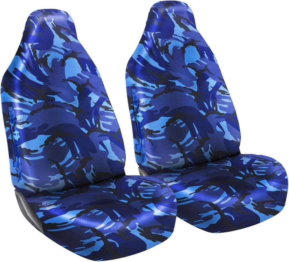 1+1 hd universal van car seat cover front driver passenger blue camo