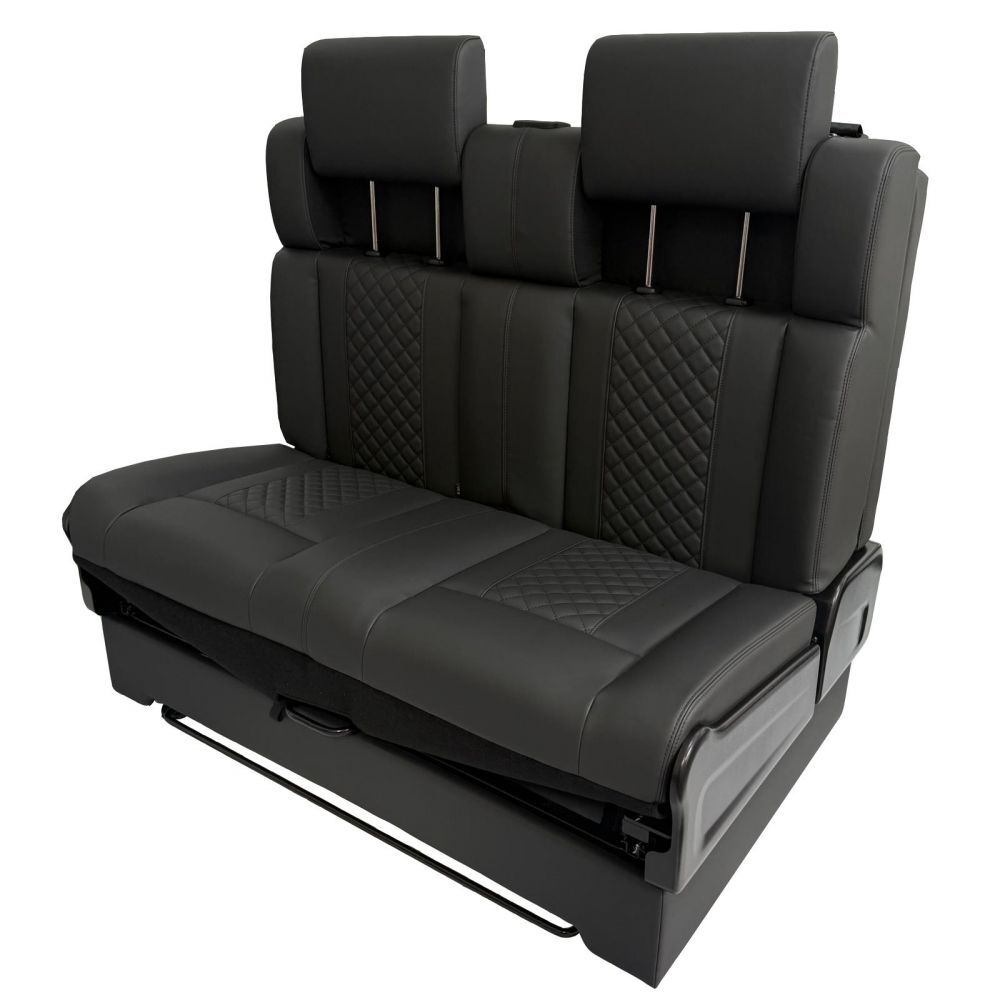 black campervan rock and roll bed 34 quarter quilted leather 13