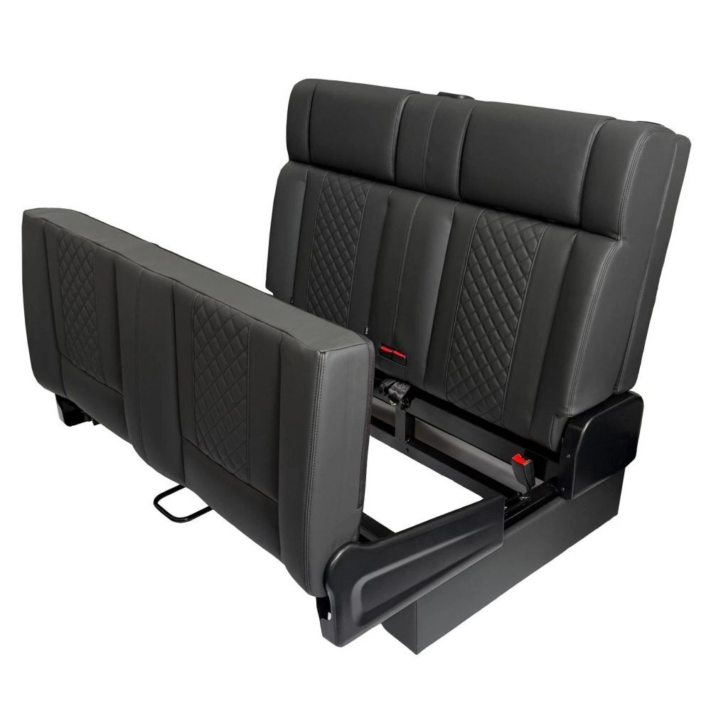 black campervan rock and roll bed 34 quarter quilted leather 5