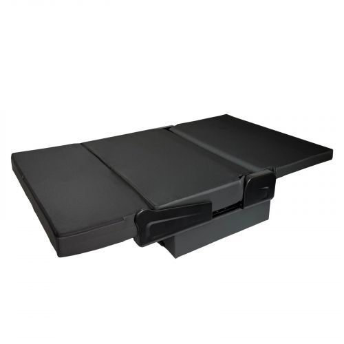 black campervan rock and roll bed 34 quarter quilted leather lay flat