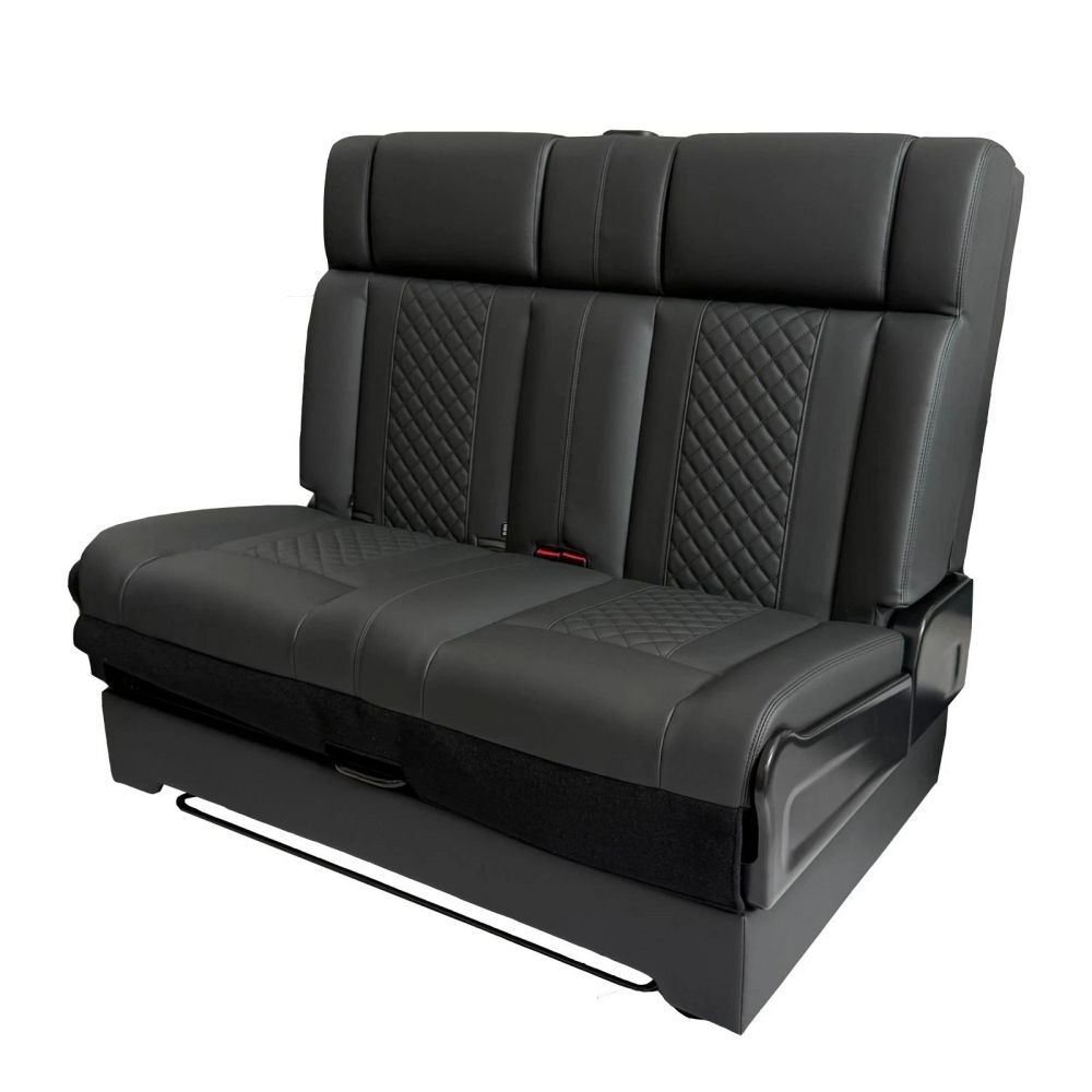 black campervan rock and roll bed 34 quilted leather