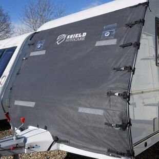 Caravan Front Cover with LED lights and reflective strips.