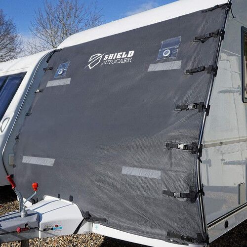 Caravan Front Cover with LED lights and reflective strips.