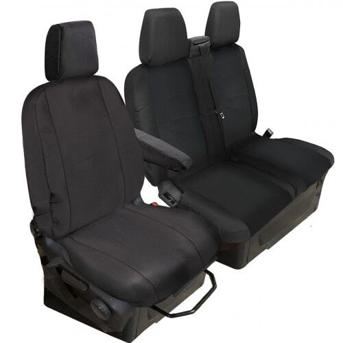 FULLY TAILORED BLACK POLYESTER SEAT COVERS for FORD TRANSIT CUSTOM 2013-21